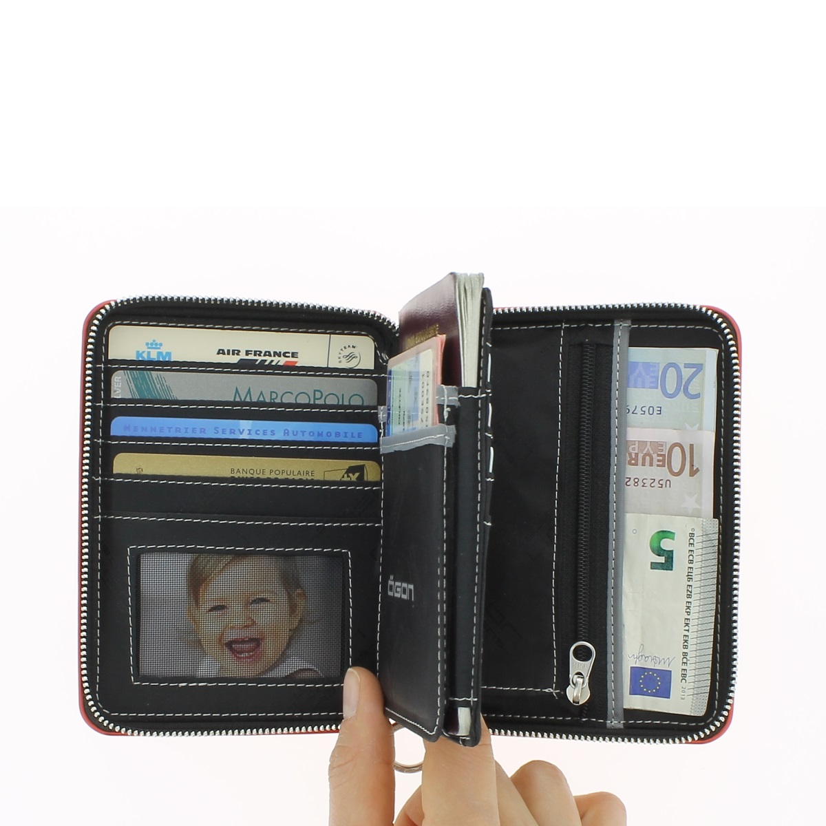 OGON Aluminum Wallet Quilted Passport - Silver